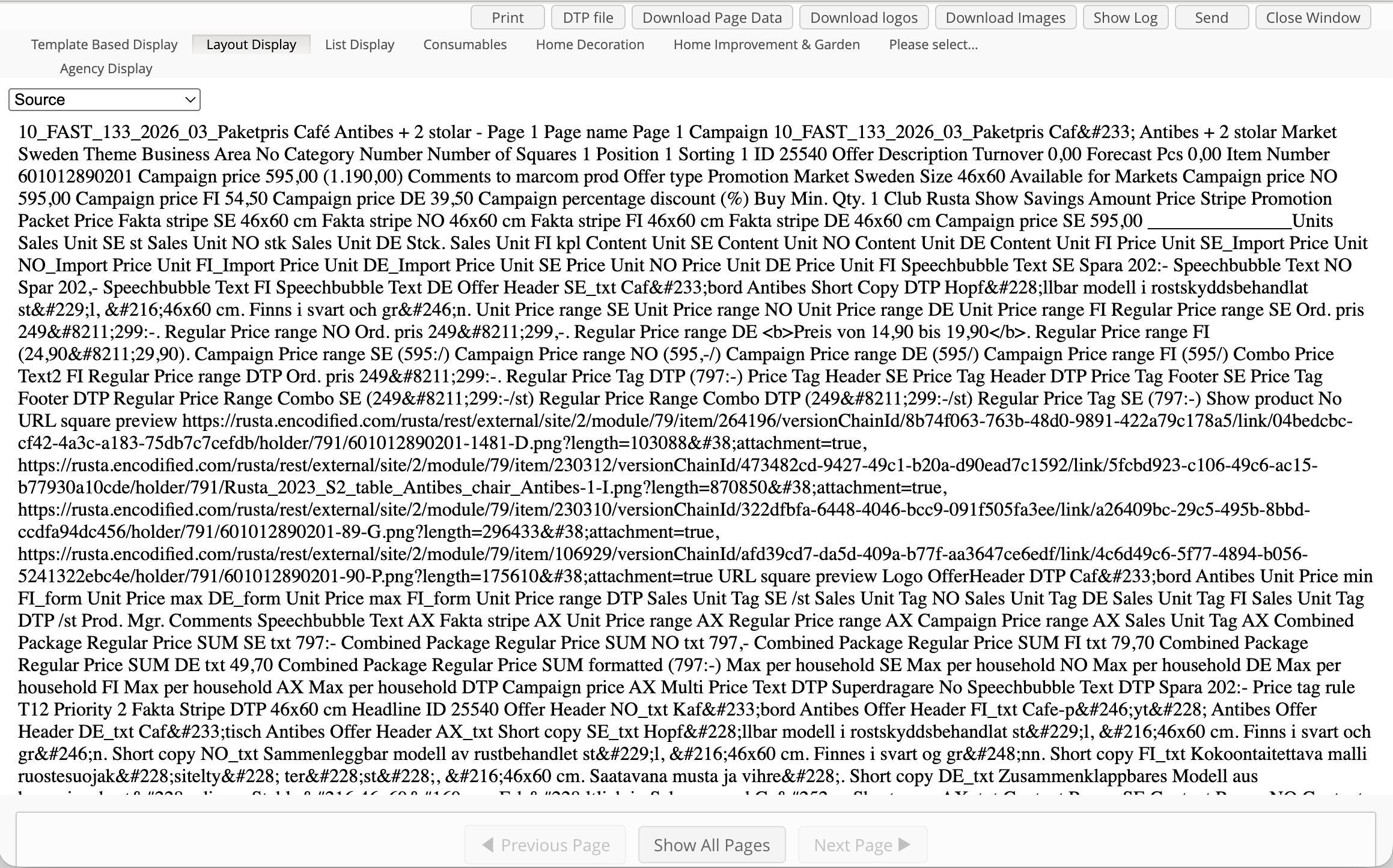 Document detailing campaign pricing, product descriptions, and sales unit information.